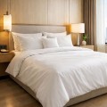 Pościel Hotelowa Satynowa 140x200 Monako Gładka Biała na Zakładkę 30 cm