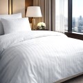 Pościel Hotelowa Bawełna Adamaszek 140x200 w pasy 2 cm Biała na Zakładkę 30 cm
