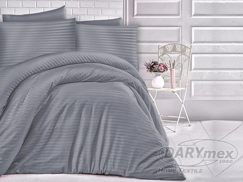 Pościel satynowa w paski  Luxury 160x200 Cizgili Anthracite