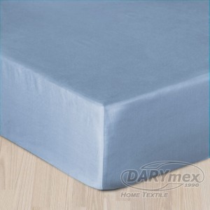 Prześcieradło satynowe z gumką 160x200 kolor niebieski