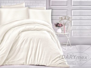 Pościel satynowa w paski  Luxury 220x200 Cizgili Cream