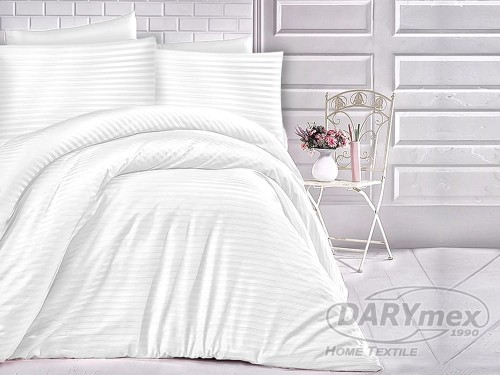 Pościel satynowa w paski  Luxury 160x200 Cizgili White