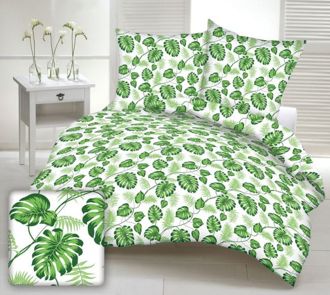 pościel monstera w zielonej kolorystyce