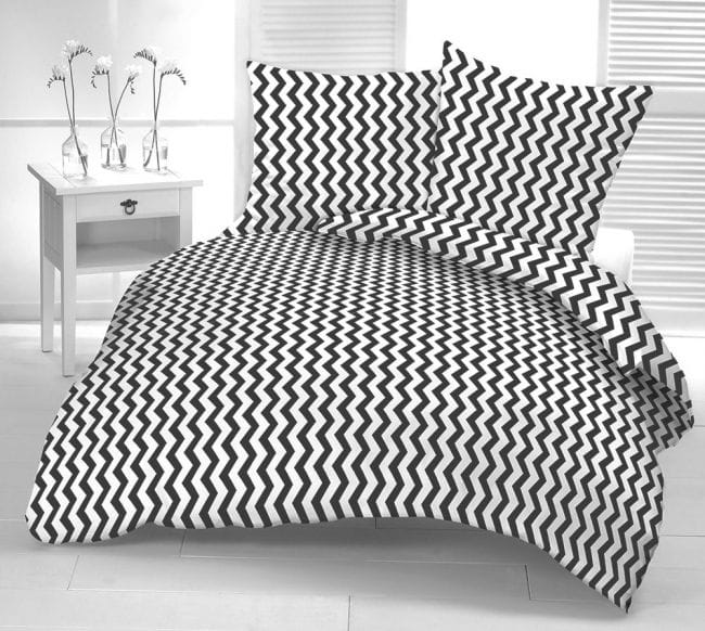 komplet pościeli z kory w czarne zygzaki
